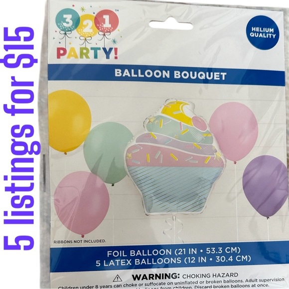 Cupcake Foil Balloon Bouquet Set by 321 Party! - Picture 1 of 5